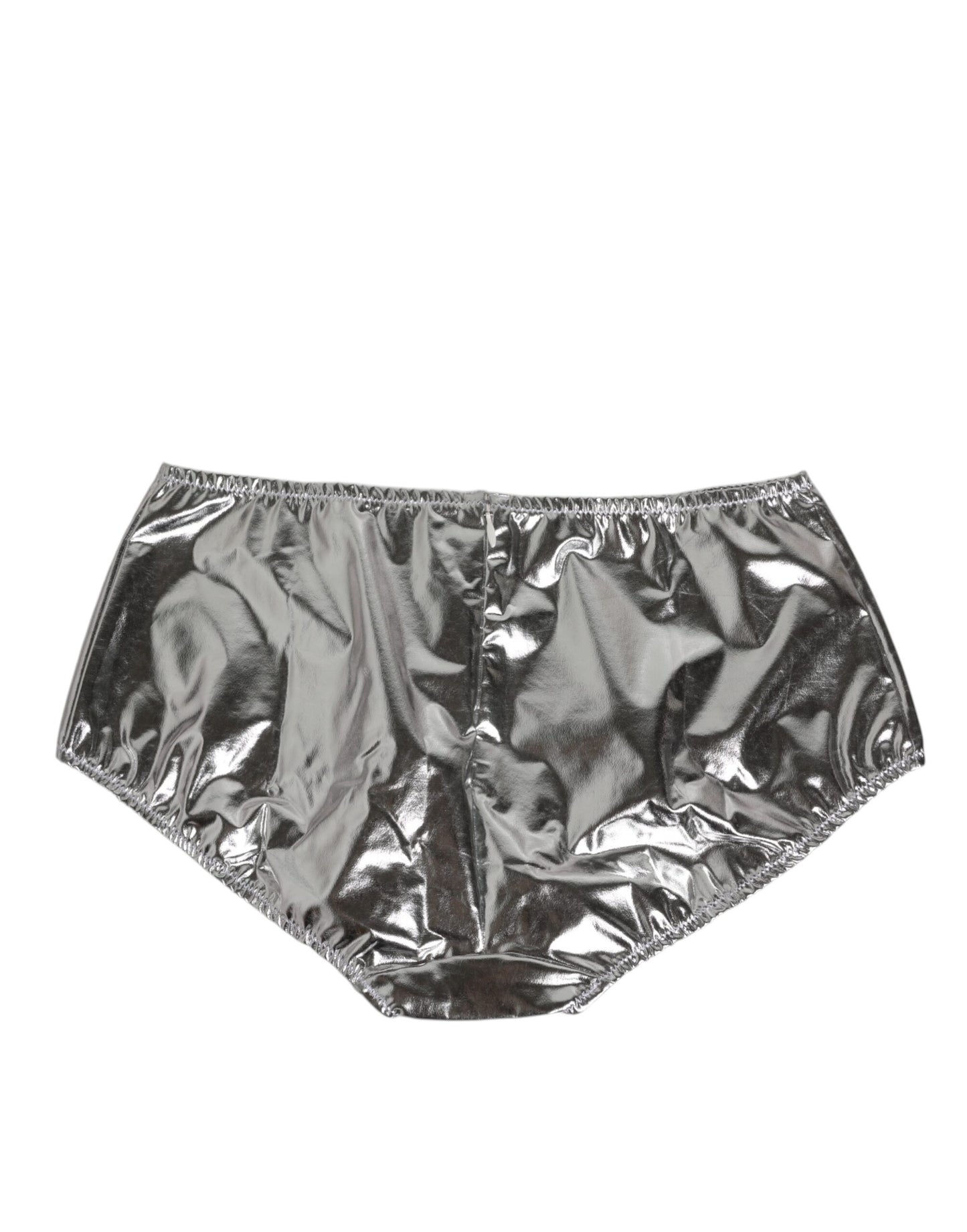 Dolce &amp; Gabbana – Bikinihose mit hoher Taille in Silber-Metallic Damen Unterwäsche
