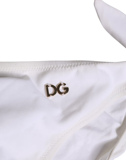 Dolce & Gabbana White Side Tie Logo Bikini Bottom Underwear