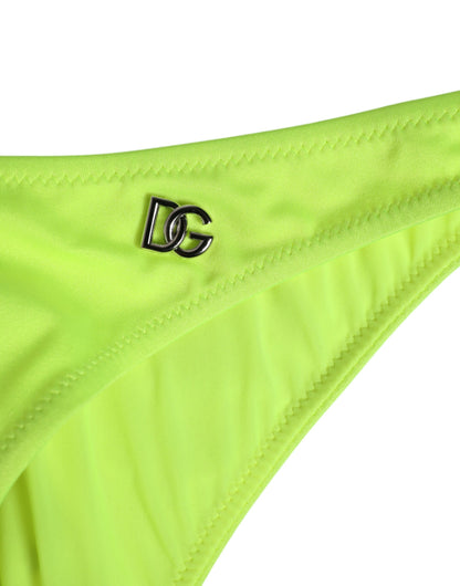 Dolce &amp; Gabbana – Neongrüne Badehose mit DG-Logo Damen Unterwäsche