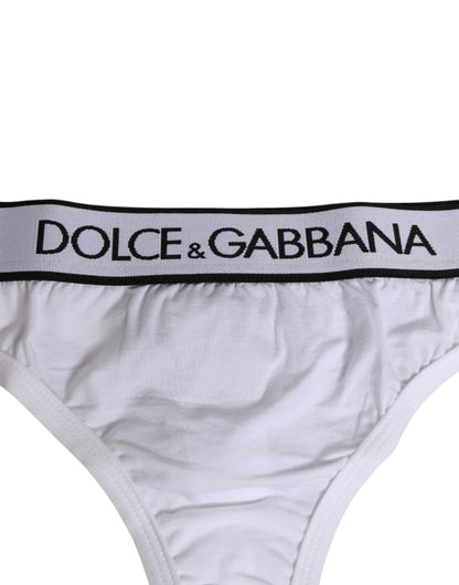 Dolce &amp; Gabbana – Tanga aus Modalbaumwolle mit weißem Logobund