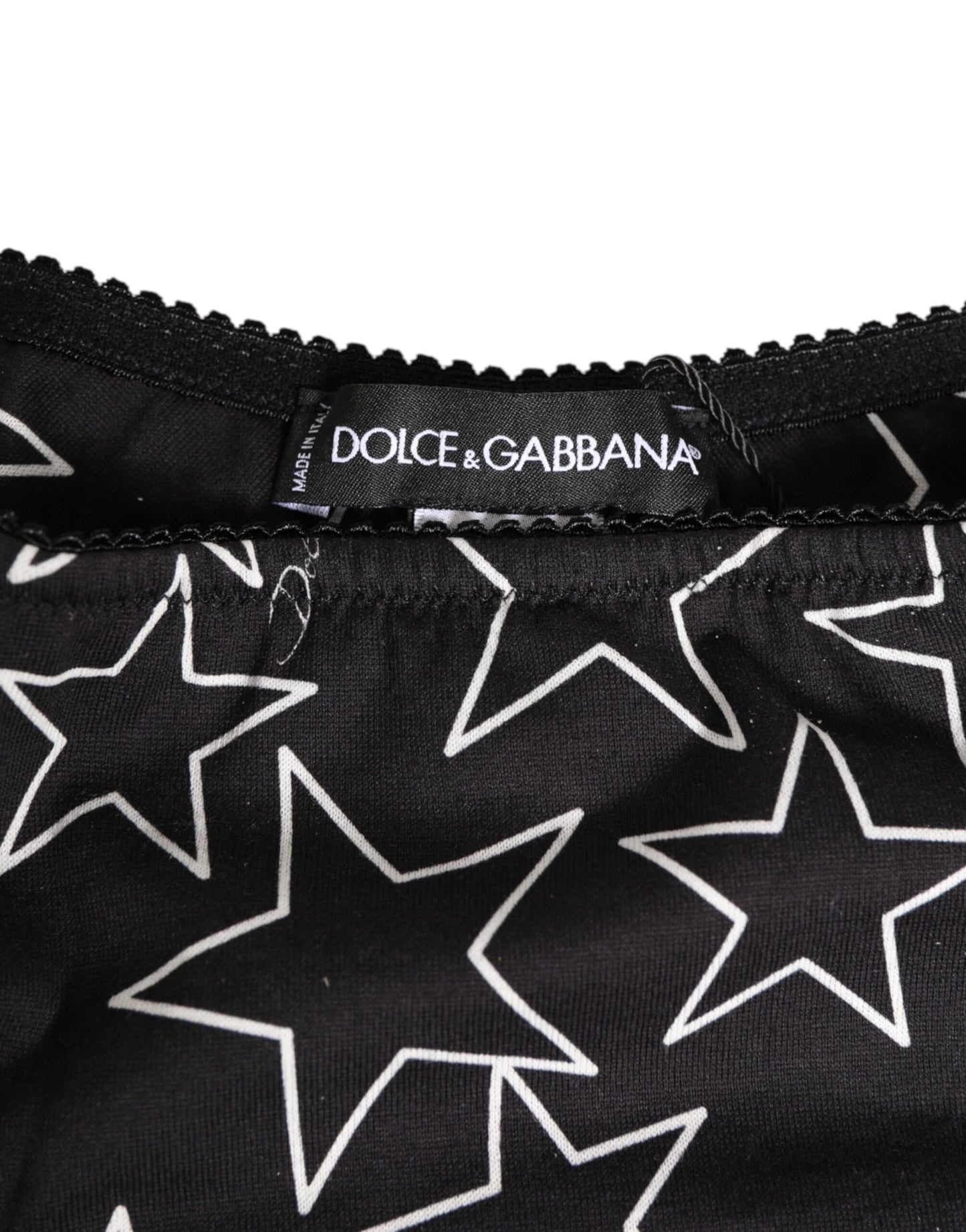 Dolce &amp; Gabbana – Slip aus Baumwolle mit schwarzem und weißem Sternenmuster