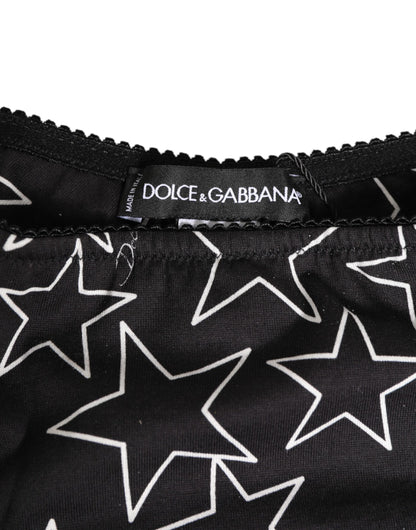 Dolce &amp; Gabbana – Slip aus Baumwolle mit schwarzem und weißem Sternenmuster