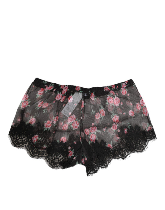 Dolce &amp; Gabbana – Dessous aus Netzstoff mit Blumenmuster in Schwarz und Rosa