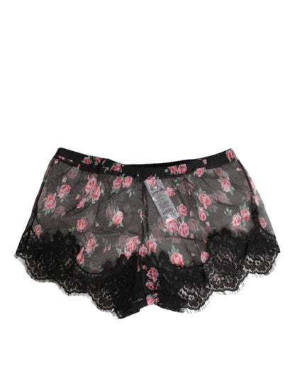 Dolce &amp; Gabbana – Dessous aus Netzstoff mit Blumenmuster in Schwarz und Rosa