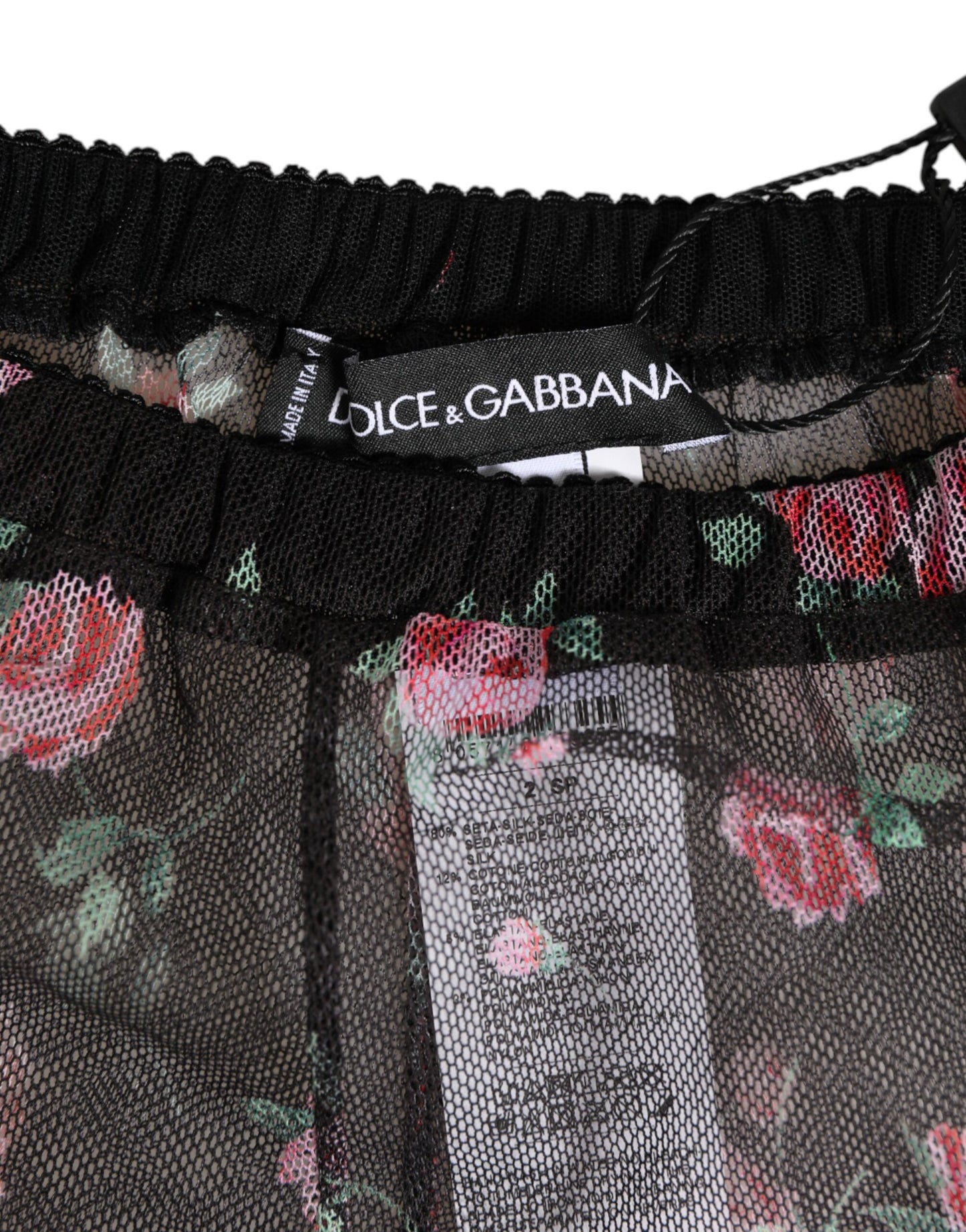 Dolce &amp; Gabbana – Dessous aus Netzstoff mit Blumenmuster in Schwarz und Rosa
