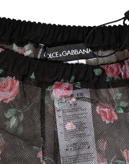 Dolce &amp; Gabbana – Dessous aus Netzstoff mit Blumenmuster in Schwarz und Rosa