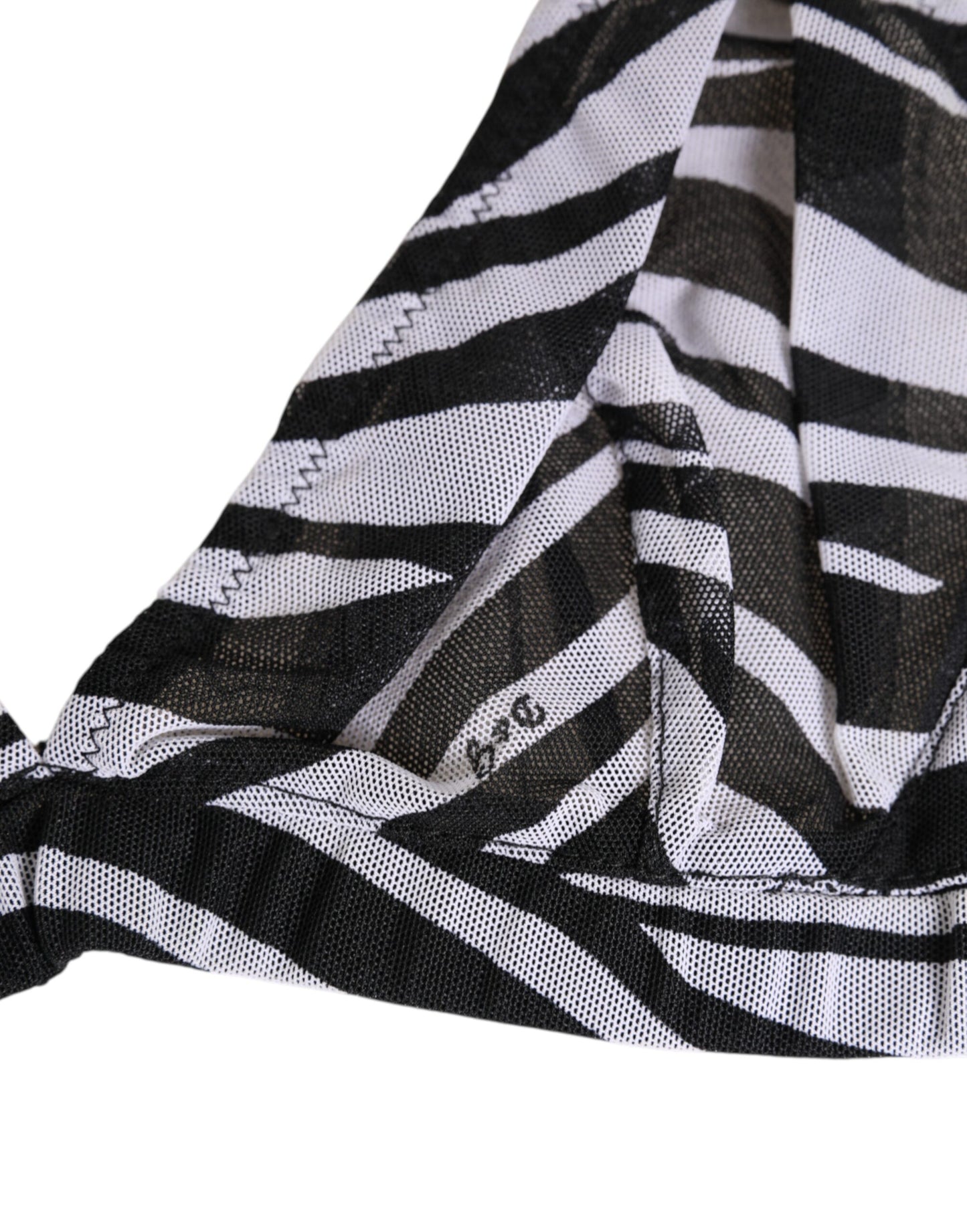 Dolce &amp; Gabbana – Bralette-Unterwäsche aus transparentem Netzstoff mit Zebramuster in Schwarz und Weiß