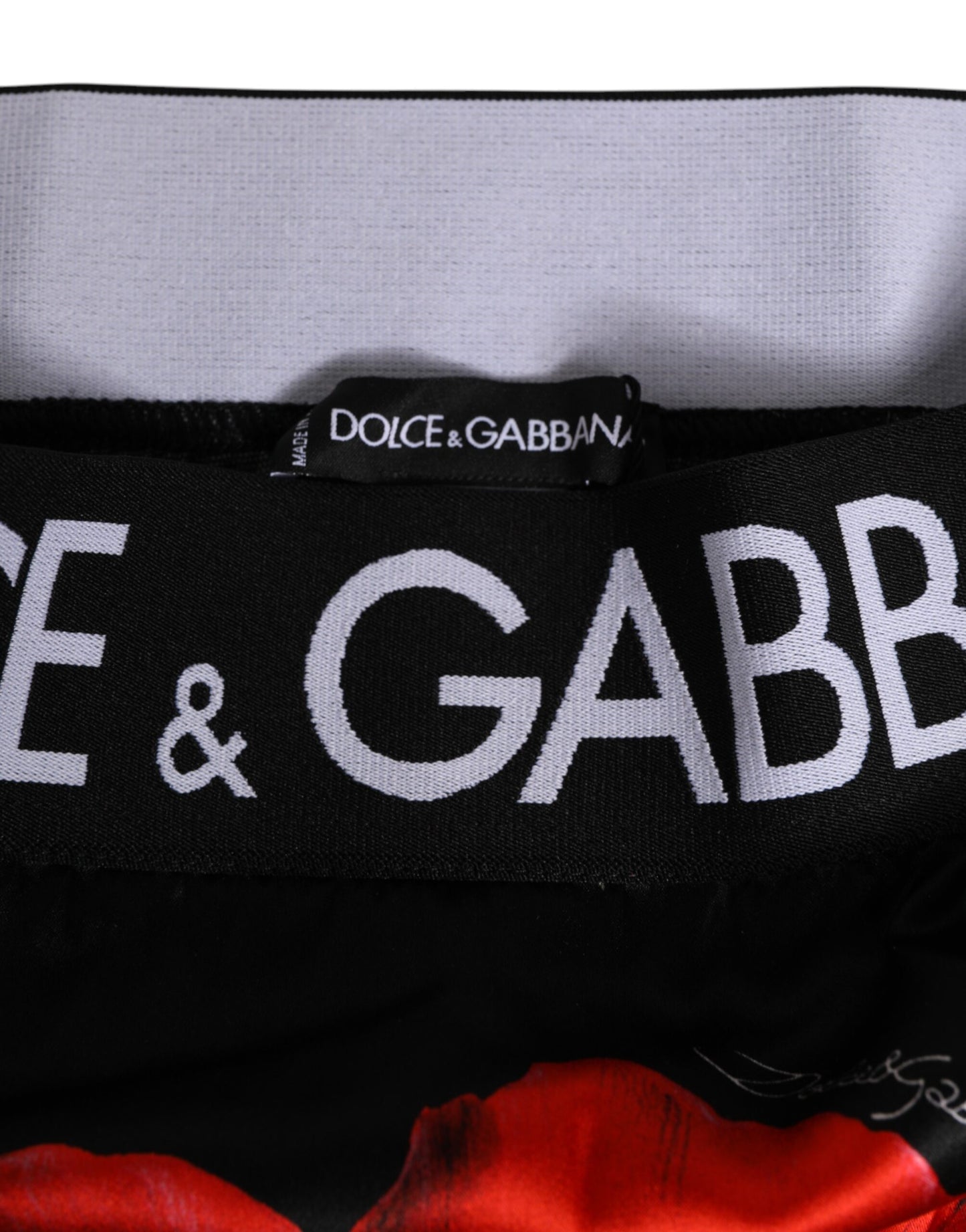 Dolce &amp; Gabbana – Schwarze Unterwäsche aus transparentem Netzstoff mit Blumenmuster und hoher Taille