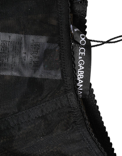Dolce &amp; Gabbana – Transparente Shapewear-Unterwäsche aus schwarzem Netzstoff mit hoher Taille