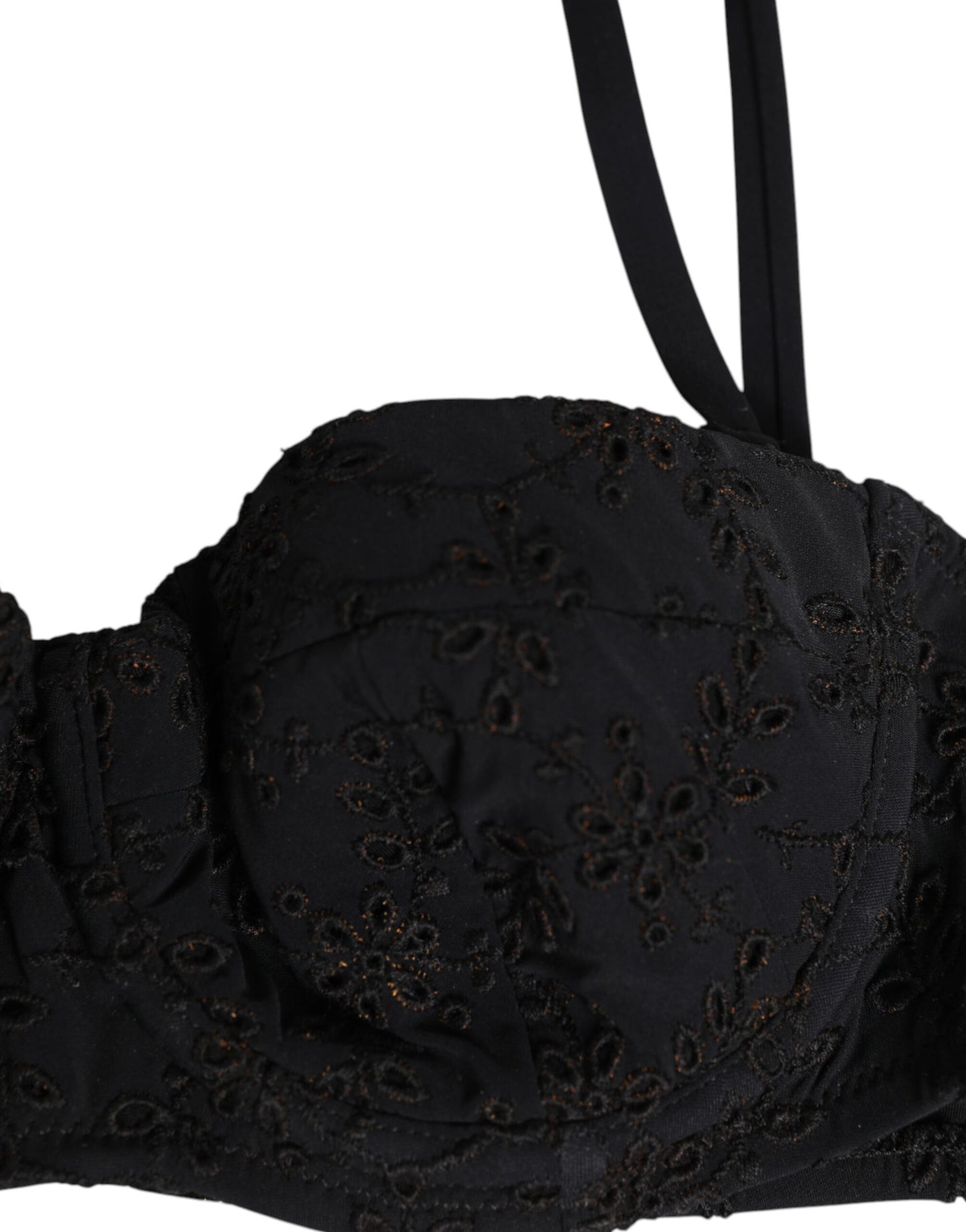 Dolce &amp; Gabbana – Schwarze, bestickte Bügel-BH-Unterwäsche aus Polyester