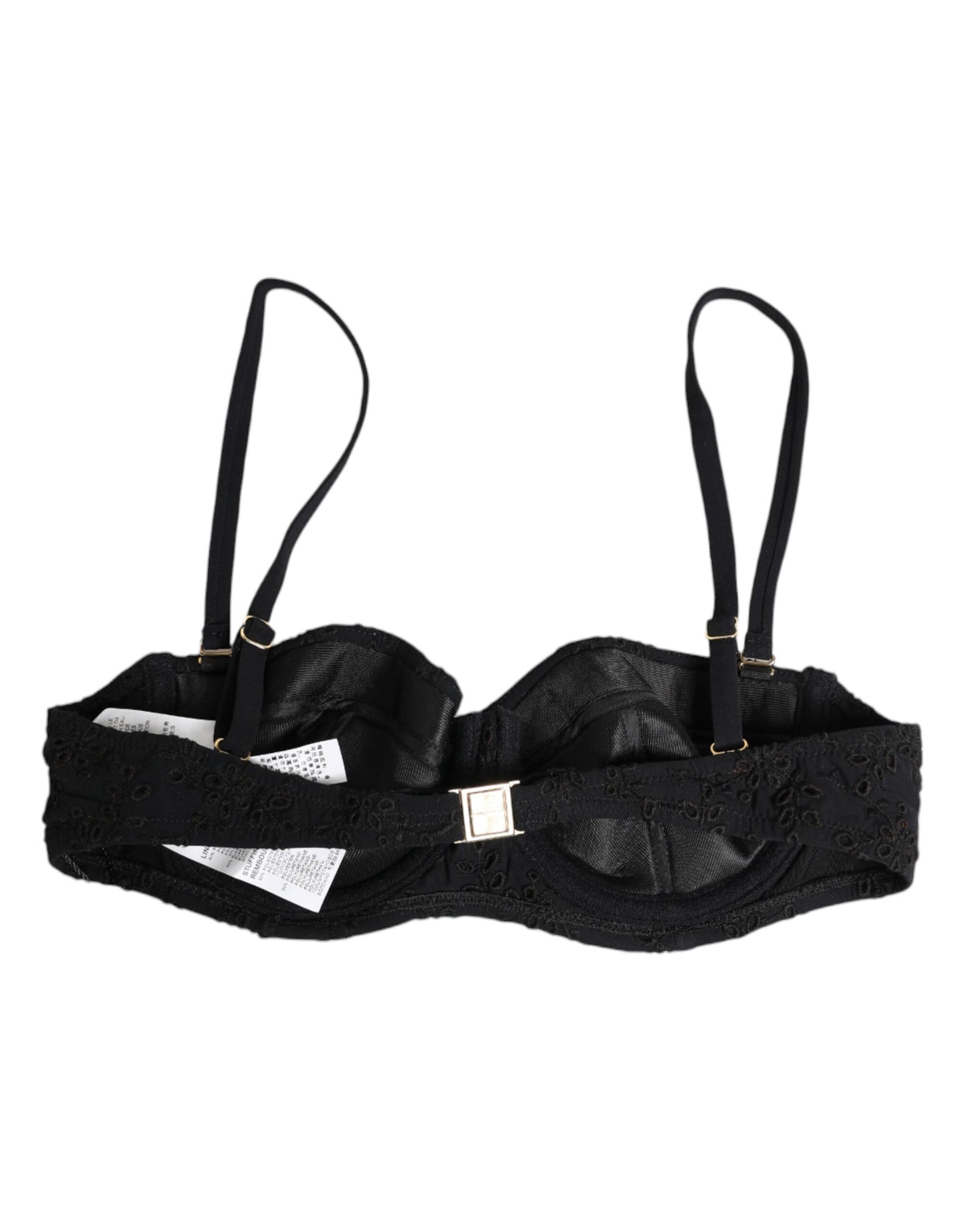 Dolce &amp; Gabbana – Schwarze, bestickte Bügel-BH-Unterwäsche aus Polyester