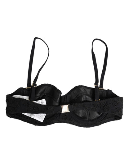 Dolce &amp; Gabbana – Schwarze, bestickte Bügel-BH-Unterwäsche aus Polyester