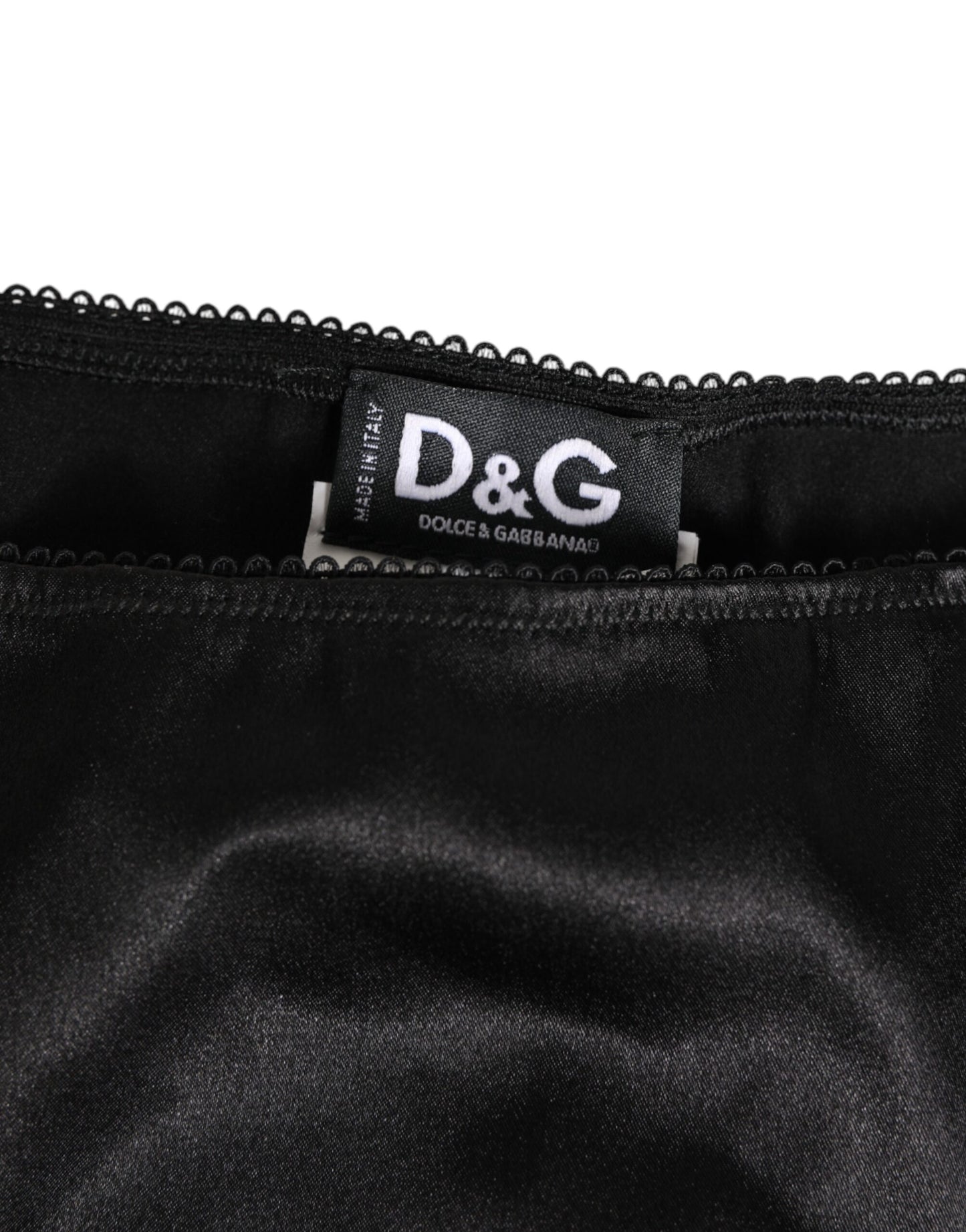 Dolce & Gabbana Black Satin Stretch Slip Brief Women Underwear