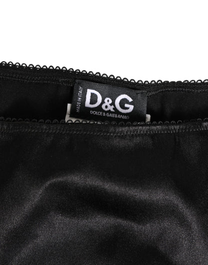Dolce & Gabbana Black Satin Stretch Slip Brief Women Underwear