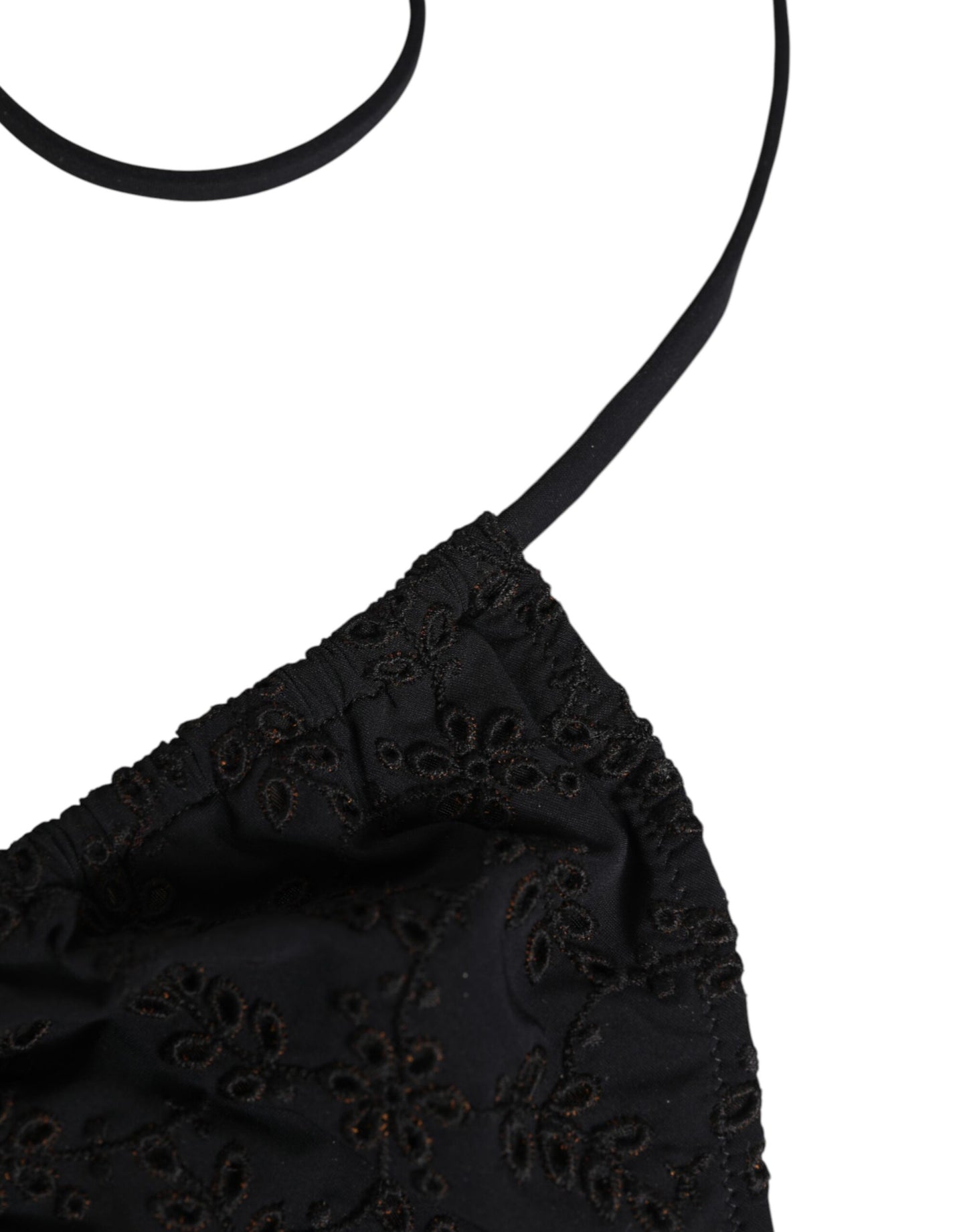 Dolce &amp; Gabbana – Schwarze, bestickte Triangel-Bademode