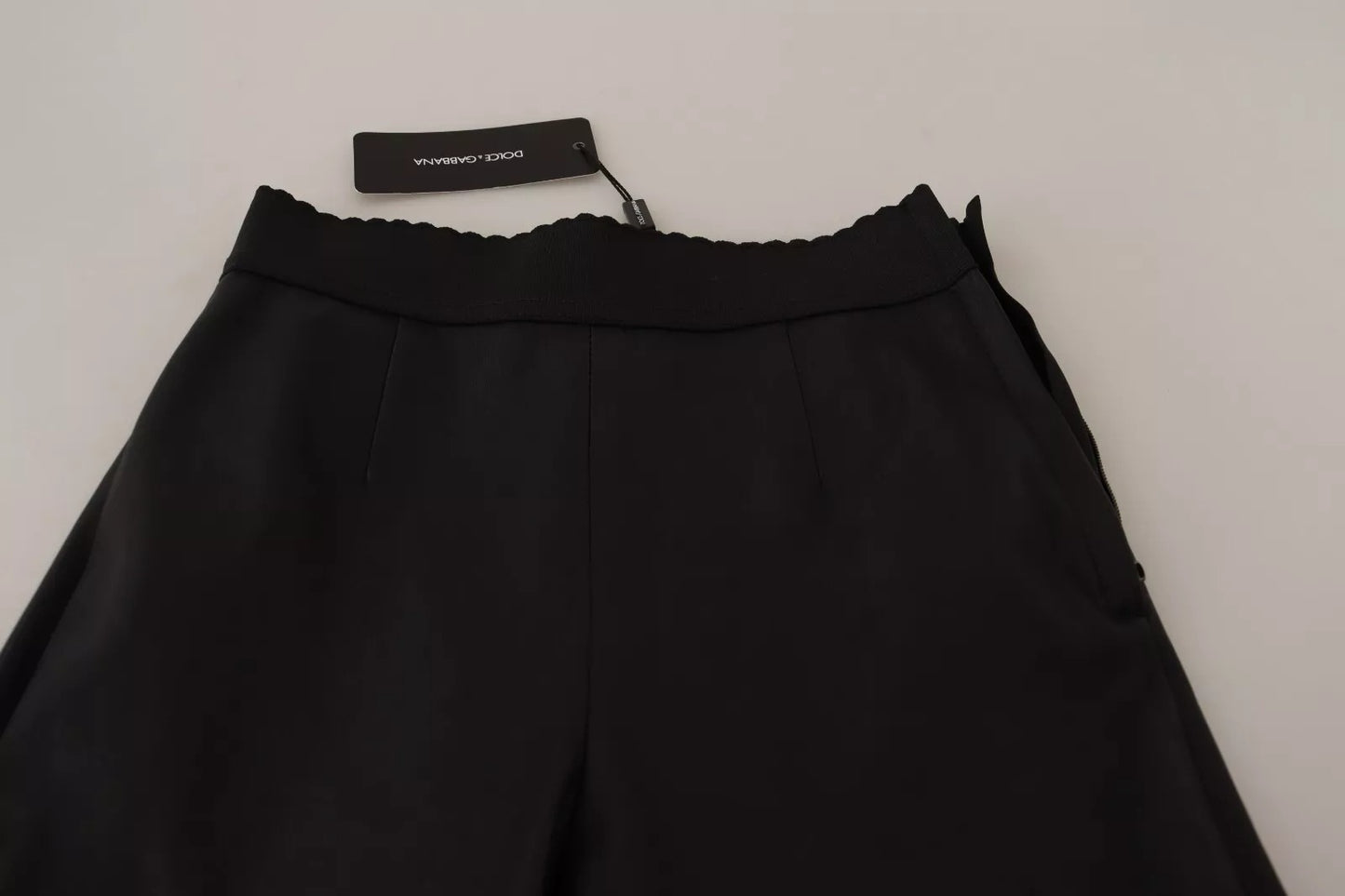Dolce &amp; Gabbana – Schwarze Lederhose mit elastischer Taille