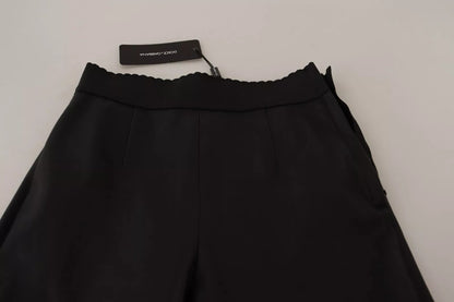Dolce &amp; Gabbana – Schwarze Lederhose mit elastischer Taille