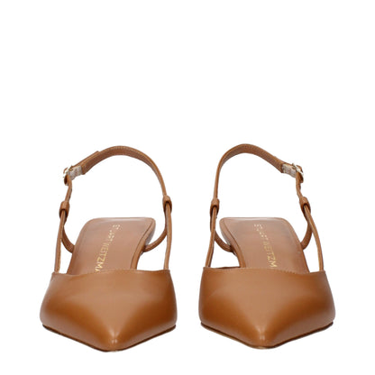Stuart Weitzman – Pumps aus braunem Leder mit mittelhohem Absatz