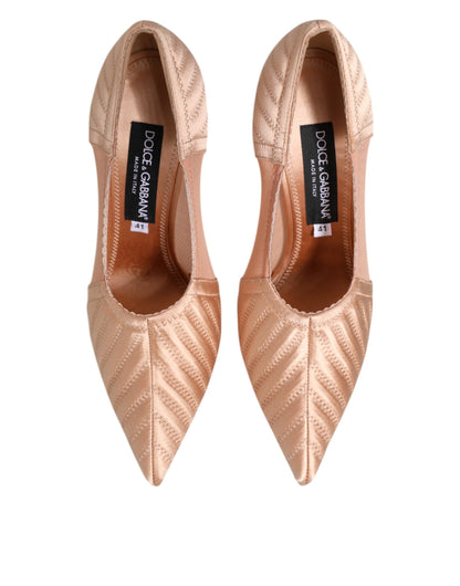Dolce &amp; Gabbana Cipria Nude Satin Mesh Stiletto Pumps Schuhe