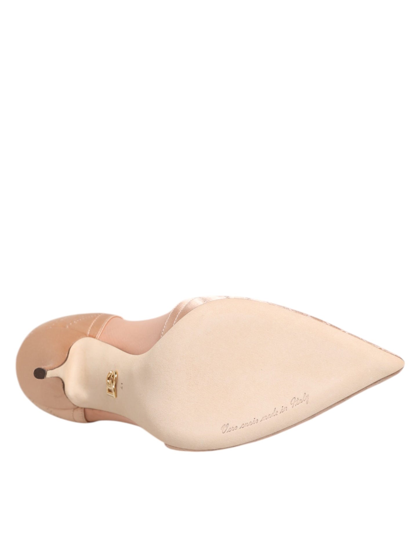Dolce &amp; Gabbana Cipria Nude Satin Mesh Stiletto Pumps Schuhe