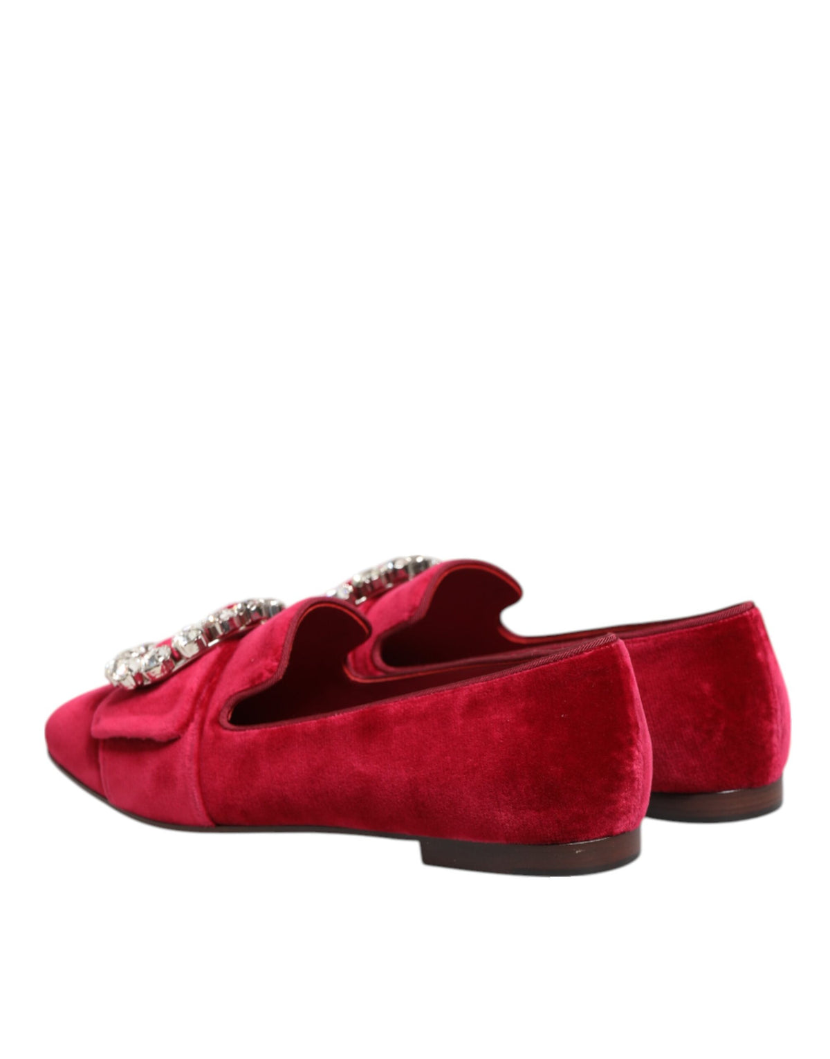 Dolce &amp; Gabbana – Loafer mit Kristallschnalle aus rotem Samt