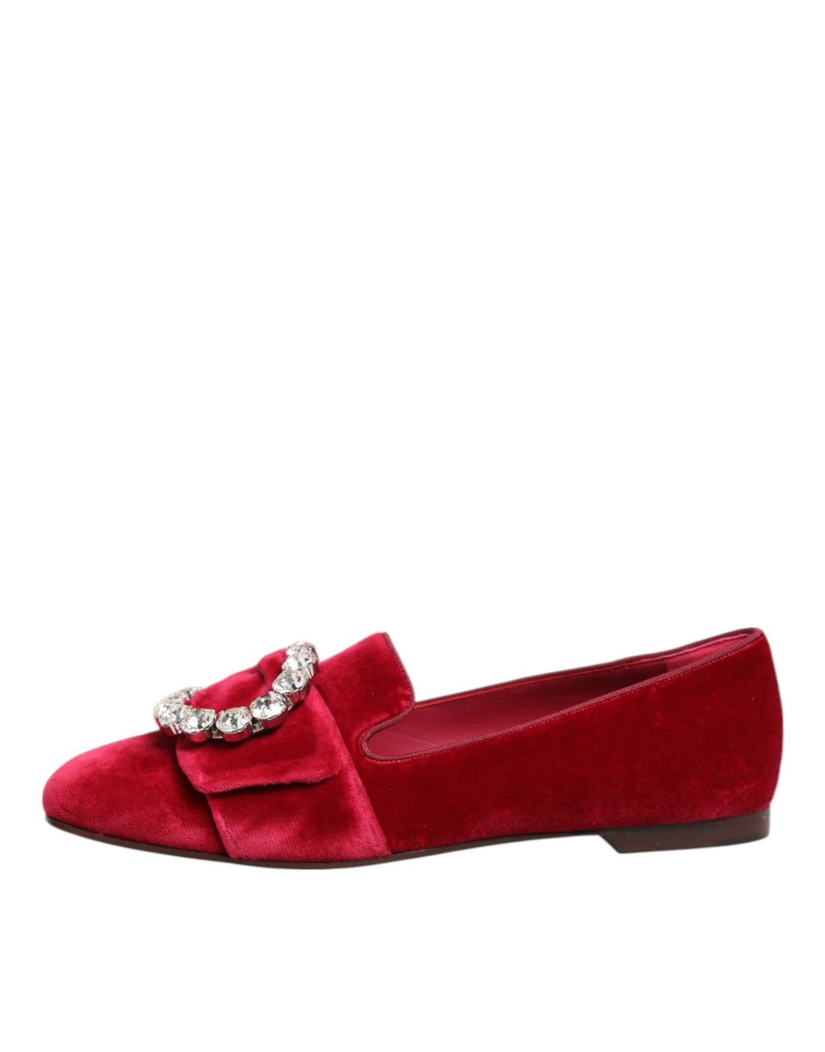 Dolce &amp; Gabbana – Loafer mit Kristallschnalle aus rotem Samt