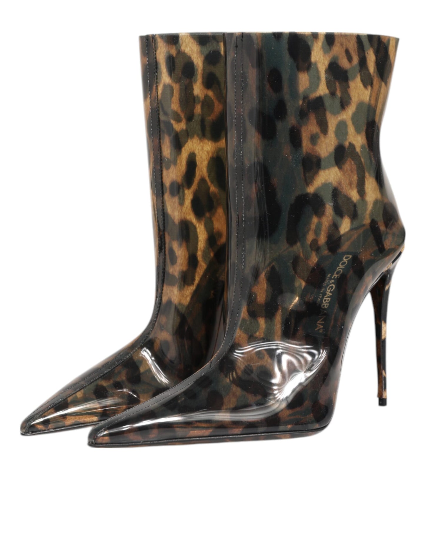 Dolce &amp; Gabbana – Stiefel aus PVC mit spitzer Zehenpartie und Leopardenmuster