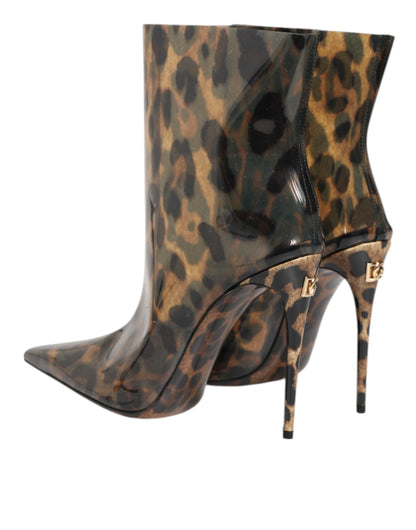 Dolce &amp; Gabbana – Stiefel aus PVC mit spitzer Zehenpartie und Leopardenmuster