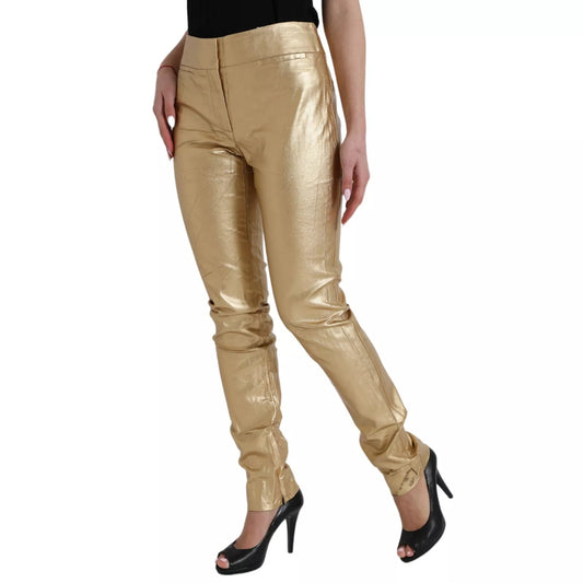 Dolce &amp; Gabbana Gold High Waist Skinny Damen Metallic-Hose