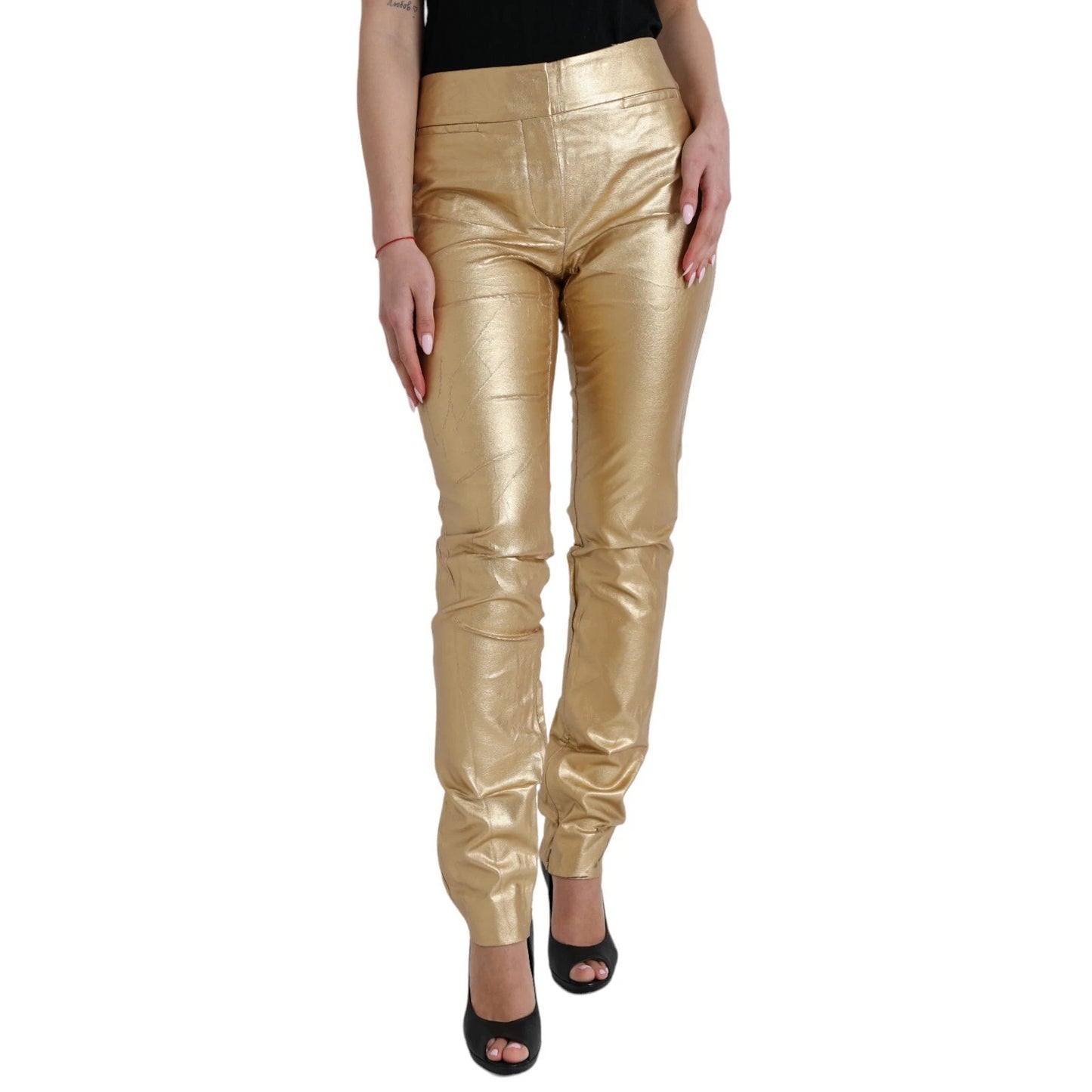 Dolce &amp; Gabbana Gold High Waist Skinny Damen Metallic-Hose