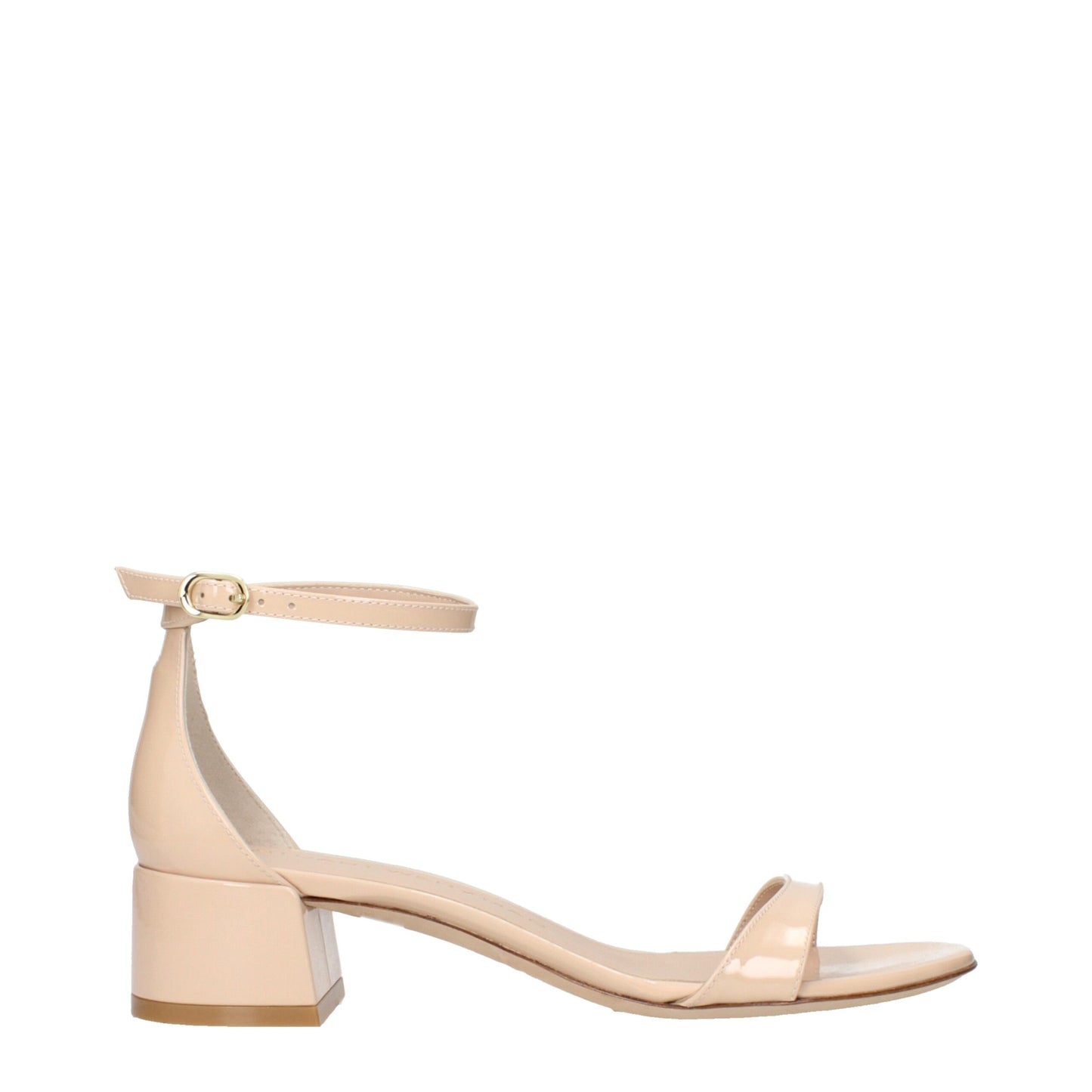 Stuart Weitzman Beige Flache Ledersandalen
