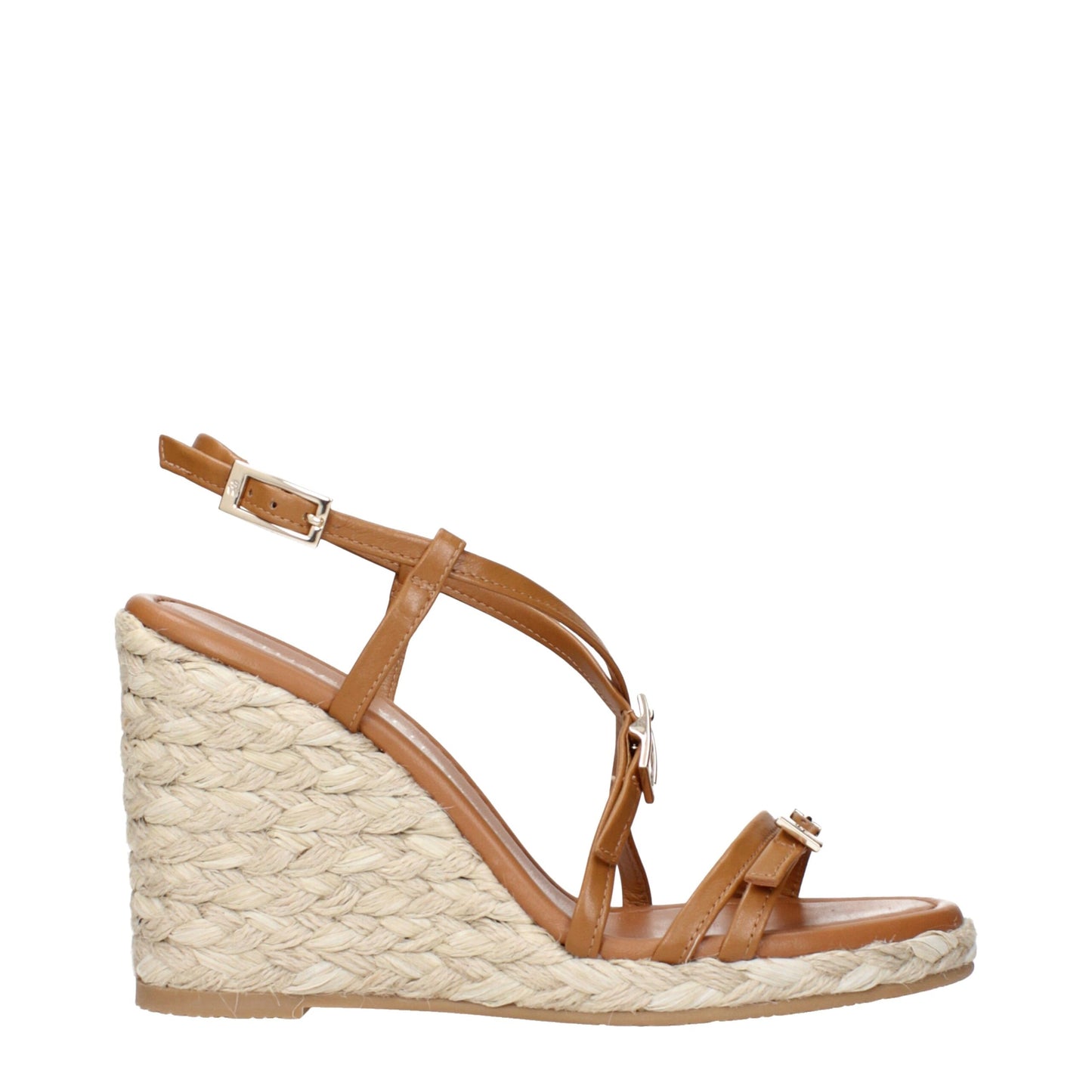 Stuart Weitzman – Braune Keilsandalen aus Leder