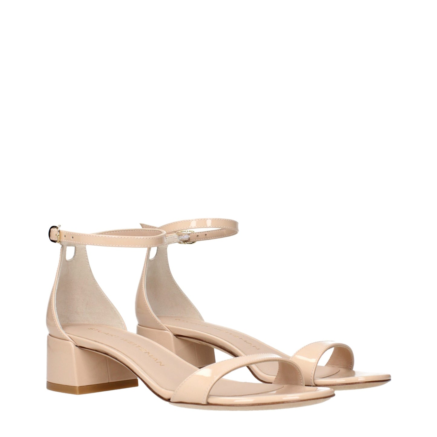 Stuart Weitzman Beige Flache Ledersandalen