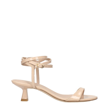 Stuart Weitzman Beige Ledersandalen mit Stilettoabsatz