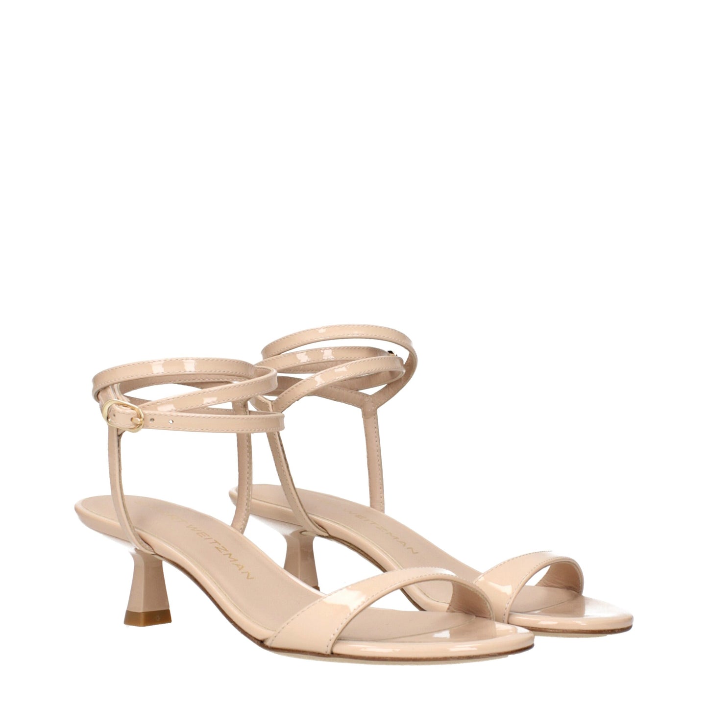 Stuart Weitzman Beige Ledersandalen mit Stilettoabsatz