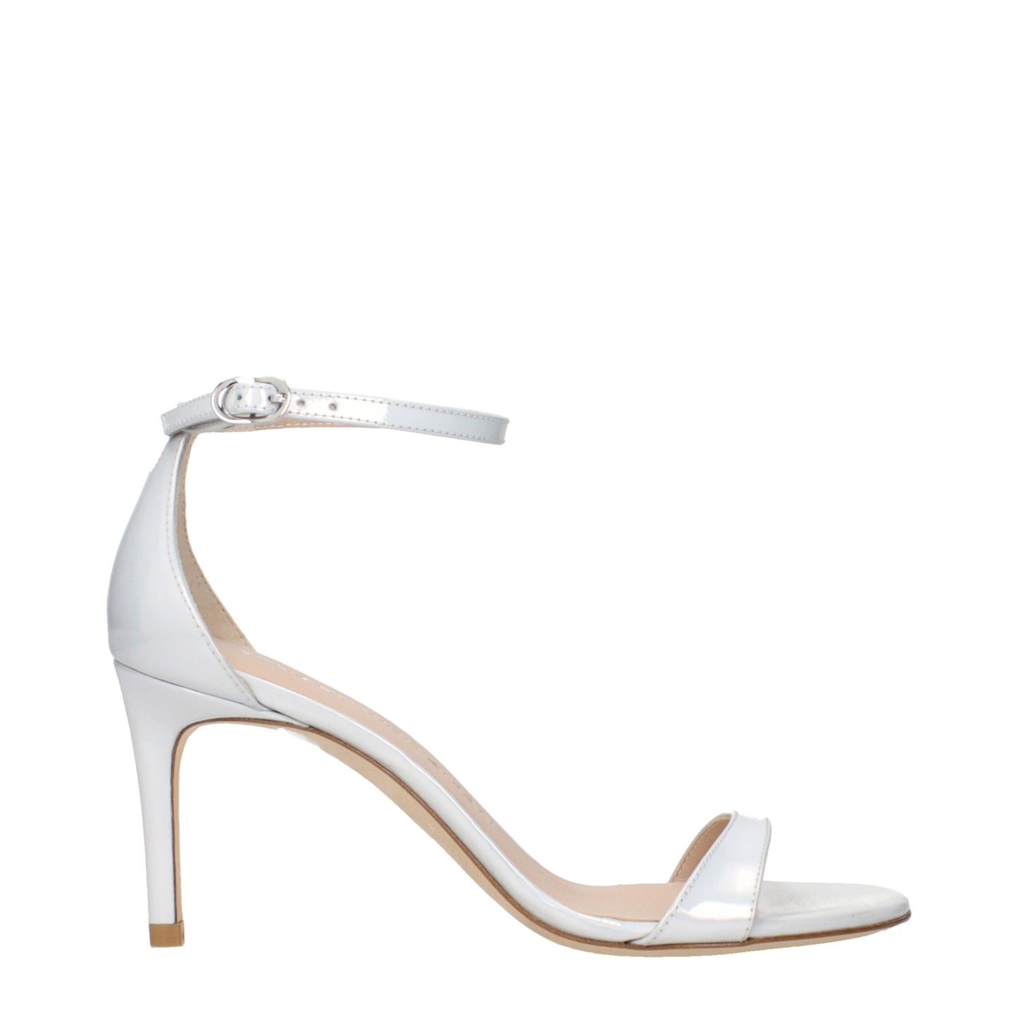 Stuart Weitzman – Weiße Ledersandalen mit Stilettoabsatz