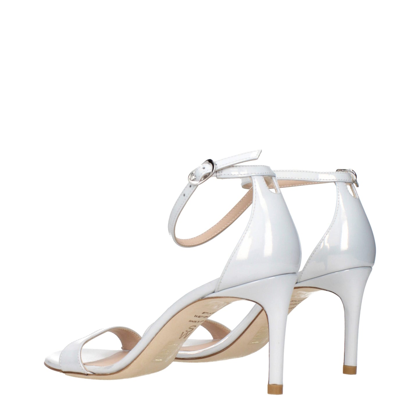 Stuart Weitzman – Weiße Ledersandalen mit Stilettoabsatz