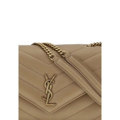 Saint Laurent Schultertasche aus beigefarbenem Kalbsleder (Bos Taurus)