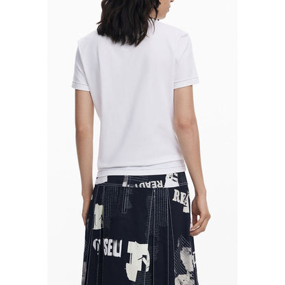 Desigual Weißes Baumwoll-T-Shirt für Damen