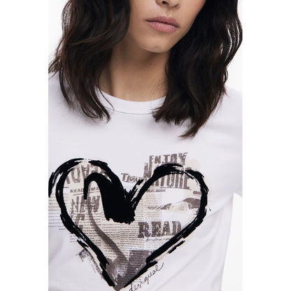 Desigual Weißes Baumwoll-T-Shirt für Damen