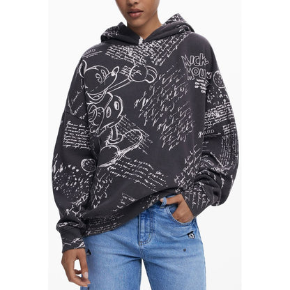 Desigual Schwarzer Baumwoll-Hoodie für Damen