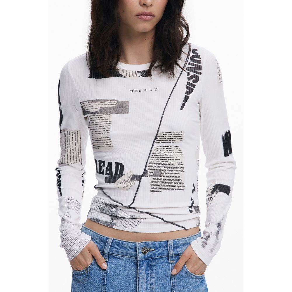 Desigual Weißes Viskose-T-Shirt für Damen