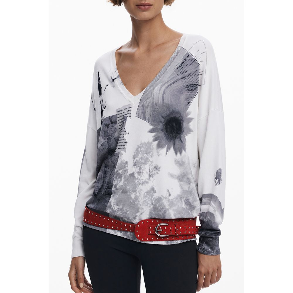 Desigual Weißer Viskose-Pullover für Damen