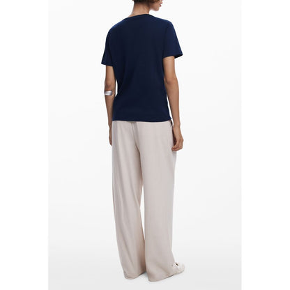 Desigual Blaues Baumwoll-T-Shirt für Damen