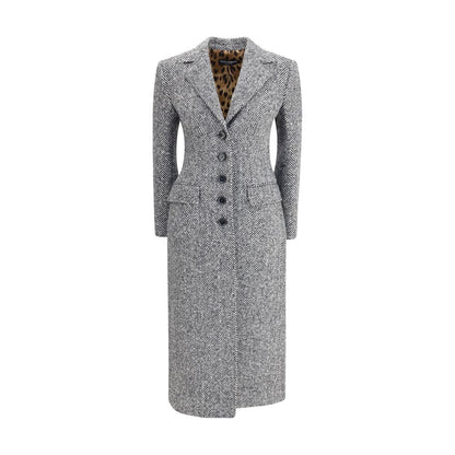 Dolce & Gabbana Gray Fleece Wool Coat