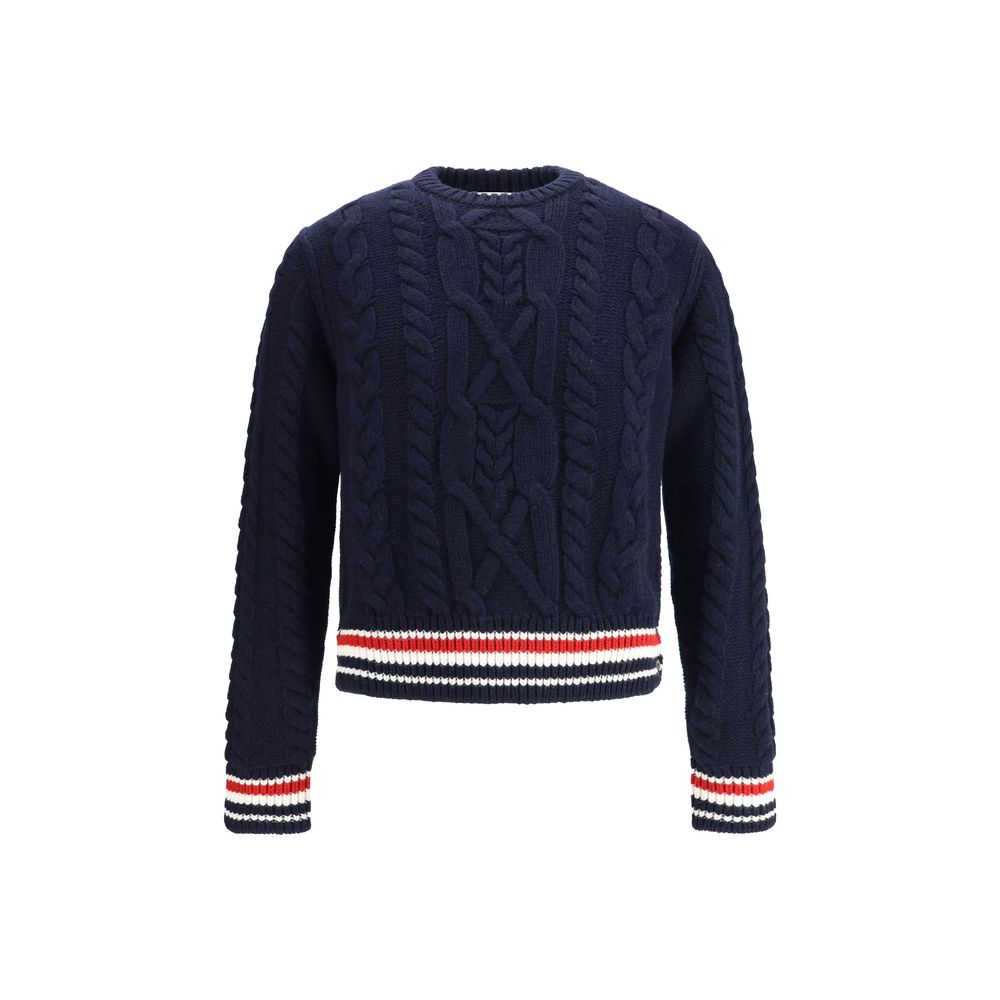 Thom Browne blaues Fleece-Sweatshirt aus Wolle