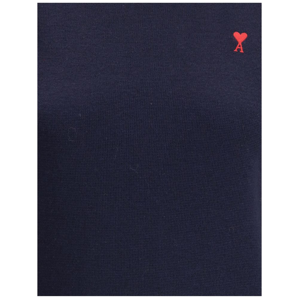Ami Paris Rollkragenpullover aus blauer Merinowolle