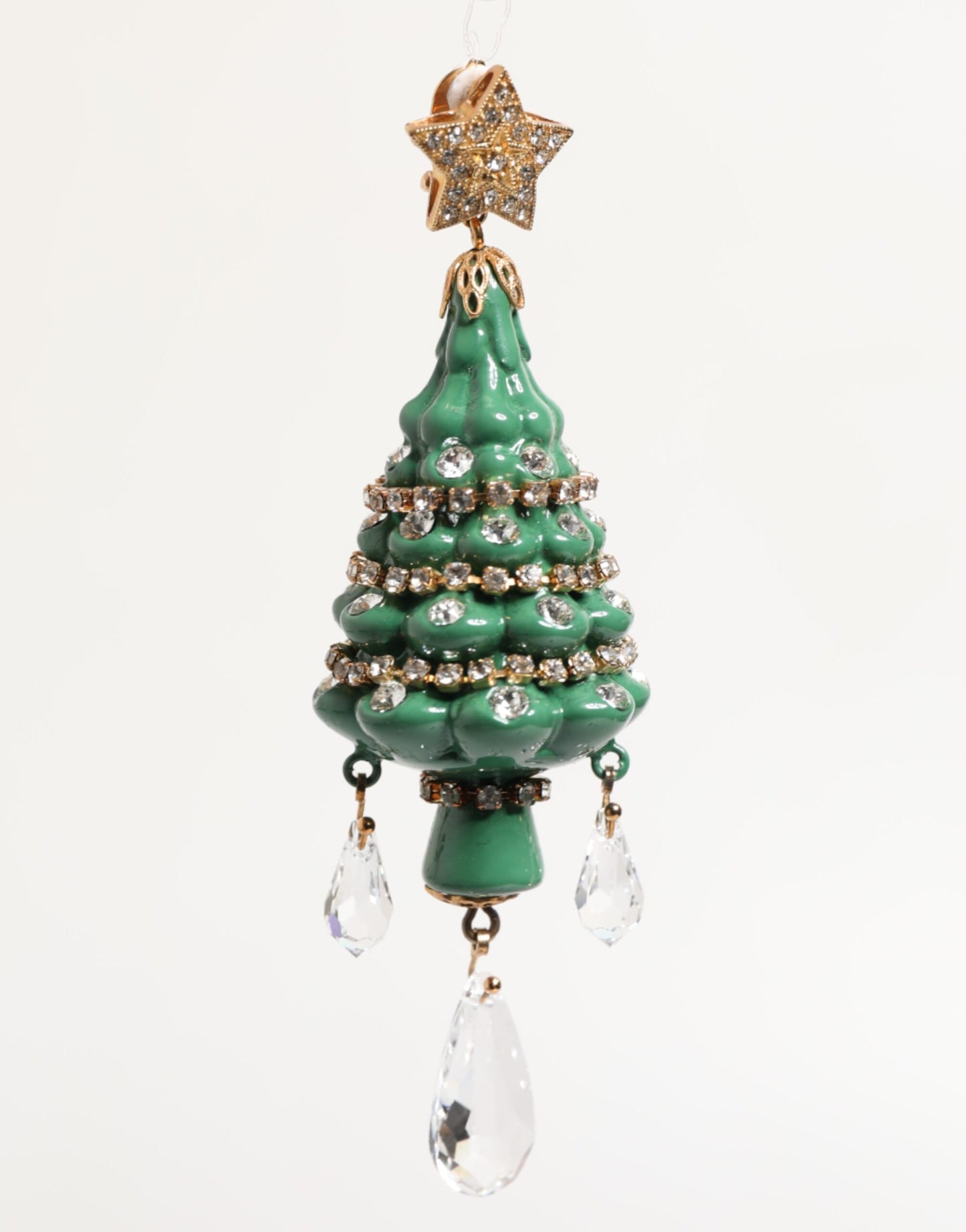 Dolce &amp; Gabbana Ohrringe aus goldenem Messing mit mehrfarbigem Weihnachtsbaum