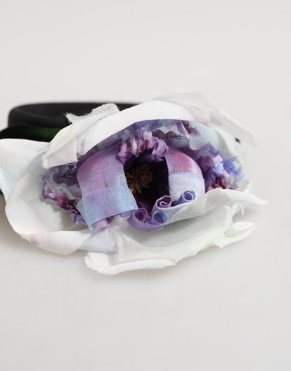 Dolce &amp; Gabbana – Haarreif mit Blumenapplikation in Schwarz, Grün, Lila und Weiß