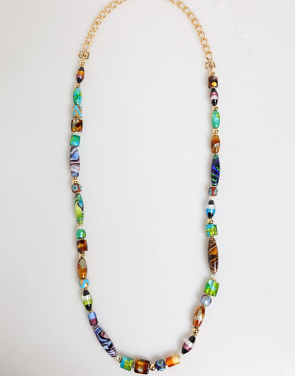 Dolce &amp; Gabbana Halskette mit Perlen aus Muranoglas in Mehrfarbig Messing Damen Schmuck